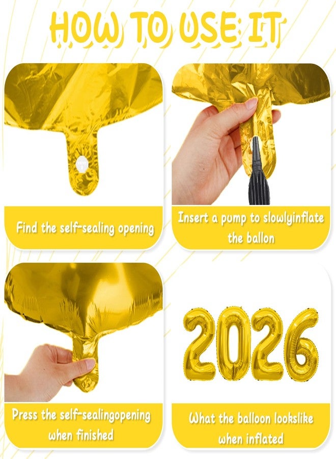 QIHOMPIB 2026 Gold Foil Numbers Balloons(40 Inch) Graduation Decorations Senior Class of 2026 Balloons Happy New Years Eve Party Supplies 20 26 Signs Props Birthday Anniversary Wedding Festival Ornament Decor - Image 3